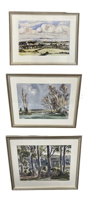 Lot 217 - TOM NISBET (1909-2001); watercolour, rural...