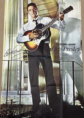Lot 1865 - ELVIS PRESLEY; a large colour printed...