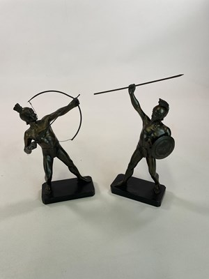 Lot 151 - A pair of spelter figures, comprising Achilles...