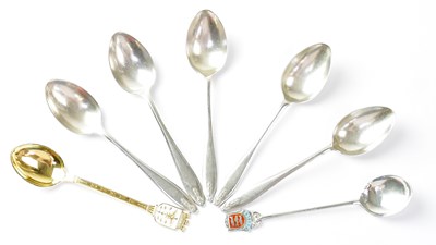 Lot 618 - Seven hallmarked silver spoons comprising five...