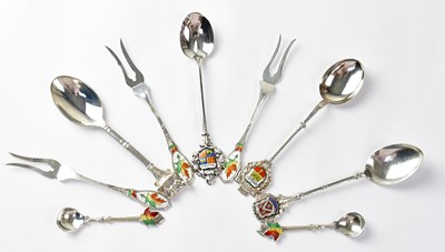 Lot 617 - Six silver souvenir spoons and three matching...