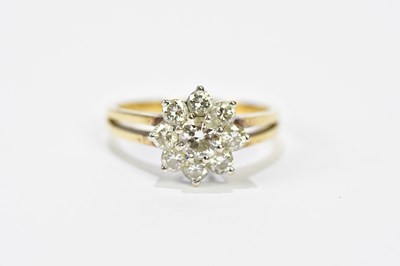 Lot 107 - An 18ct yellow gold diamond floral cluster...