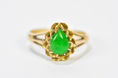 Lot 198 - A Chinese yellow metal and pear shaped jade...