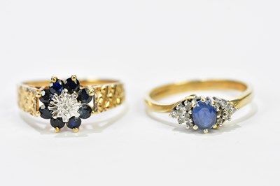 Lot 231 - A 9ct yellow gold sapphire and diamond ring...