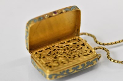 Lot 1354 - A yellow metal and turquoise enamel...