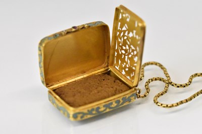Lot 1354 - A yellow metal and turquoise enamel...