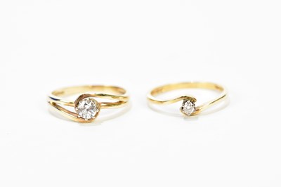 Lot 175 - A 9ct yellow gold diamond solitaire ring, the...