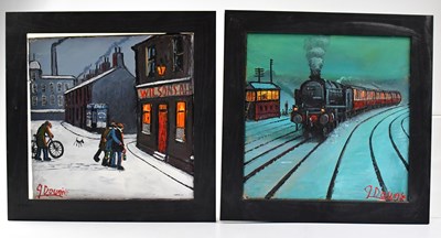 Lot 450 - JAMES DOWNIE (born 1949); two oils on canvas,...