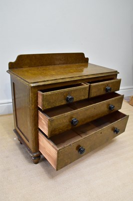 Lot 19 - A Victorian scrumbled pine chest of drawers...