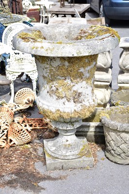 Lot 458 - A Victorian stone garden urn on square stepped...