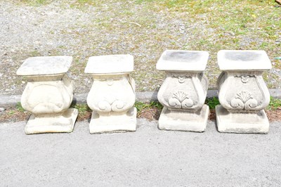 Lot 466 - Four modern reconstituted stone pedestals,...