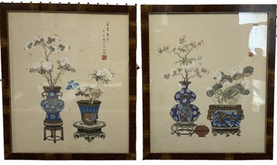 Lot 1015 - A pair of 19th century Chinese watercolours on...