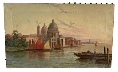 Lot 189 - F HERINK; oil on canvas, Venetian scene,...