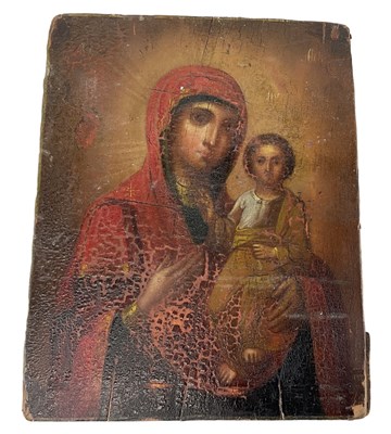 Lot 302 - A 19th century Russian oil on board icon, 18 x...