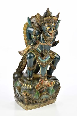 Lot 1312 - An Indian carved wooden sculpture of a Garuda...