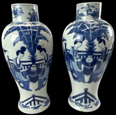 Lot 1084 - A pair of Chinese blue and white porcelain...