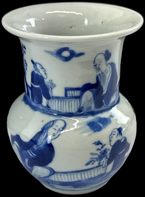 Lot 1126 - A small Chinese blue and white porcelain vase...