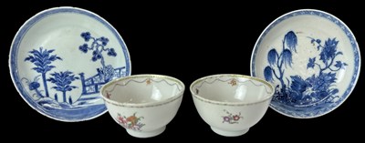 Lot 1192 - A pair of Chinese Export floral decorated tea...