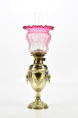 Lot 817 - A Victorian silver plated oil lamp with clear...