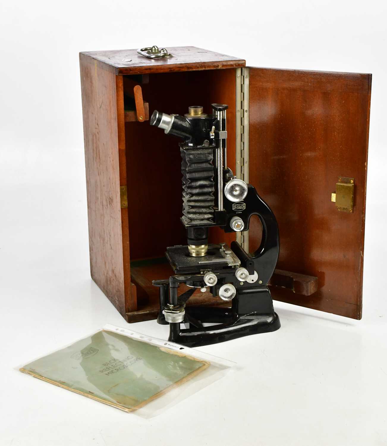 Lot 714 - BECK, LONDON; a model 4196 cased microscope,...