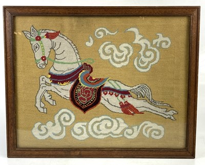 Lot 813 - A tapestry picture of a flying horse, 38cm x...