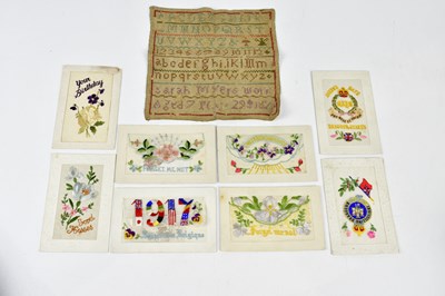 Lot 2647 - A 19th century alphabet sampler together with...