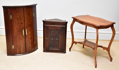 Lot 132 - A Georgian oak corner cupboard, height 95cm,...