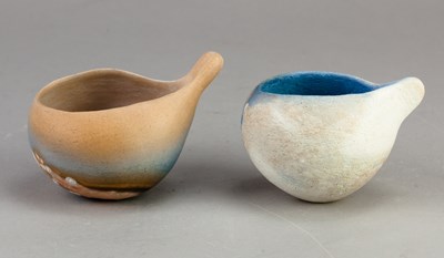 Lot 215 - ELSPETH OWEN (born 1938); two smoke fired...