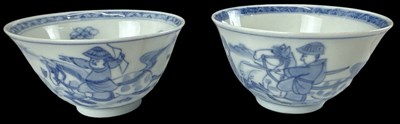 Lot 1128 - A pair of Chinese blue and white tea bowls...