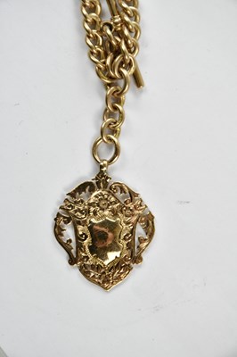 Lot 2355 - A 9ct yellow gold Albert chain with T-bar and...