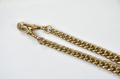 Lot 2356 - A 9ct gold Albert chain with T-bar and fob...