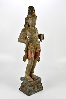 Lot 1294 - A 20th century painted carved wooden Hindu...