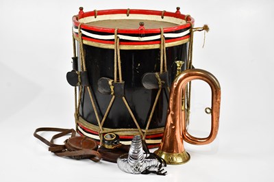 Lot 2571 - A military regimental drum, height 37cm, a...