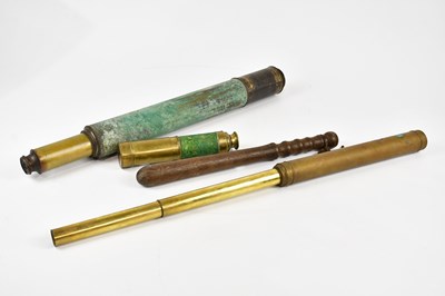 Lot 732 - Three brass cased telescopes including a three...