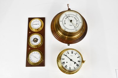 Lot 414 - A late 19th century brass cased barometer,...