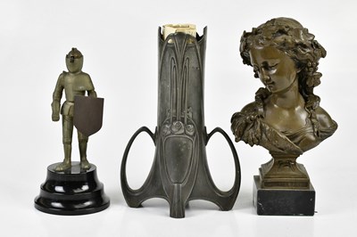 Lot 770 - A modern Art Nouveau style bronze bust of a...