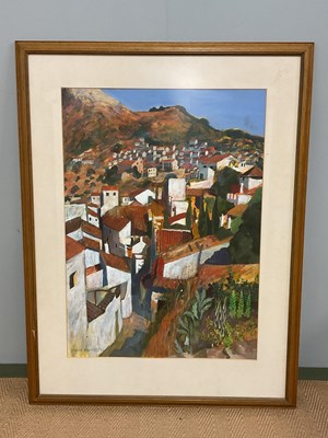 Lot 205 - BRENDA HARTILL; acrylic on paper, 'Gaucin with...