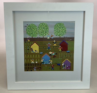 Lot 1524 - GORDON BARKER; acrylic on card, 'A Busy Day At...
