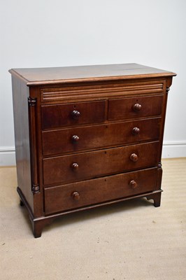 Lot 53 - A Victorian oak chest of two short over three...