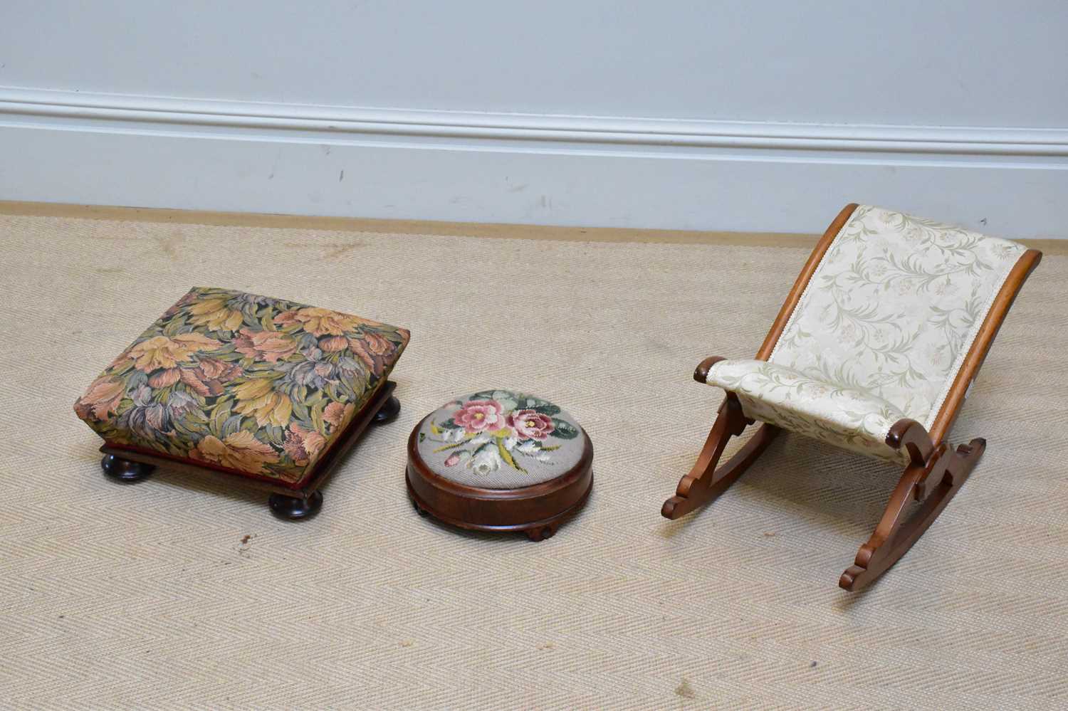 Lot 126 - A late Victorian gout stool with floral...