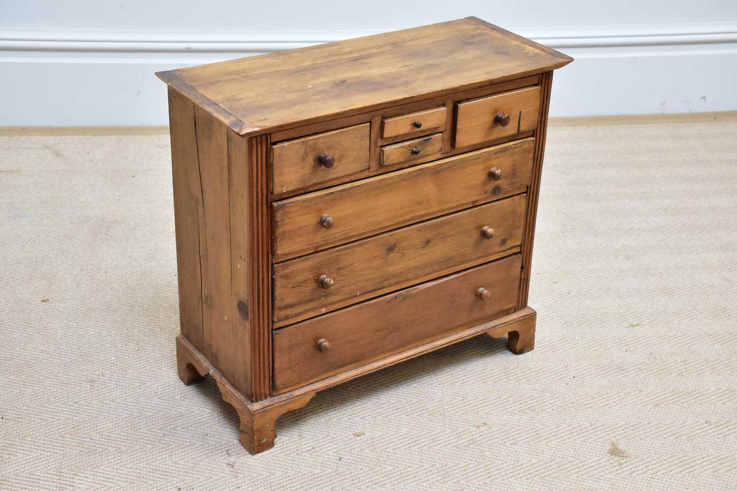 Lot 491 - A pine specimen chest of drawers, with an...