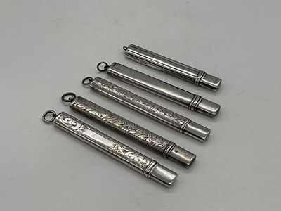 Lot 118 - Five silver carpenters pencils.