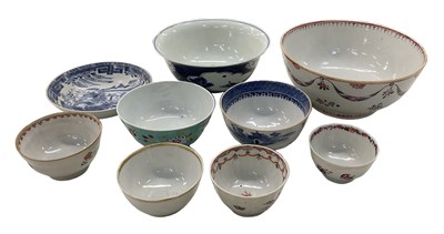 Lot 1189 - A group of nine Chinese Export bowls including...