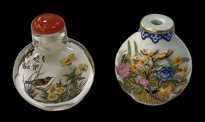 Lot 1188 - A Chinese glass scent bottle with floral...