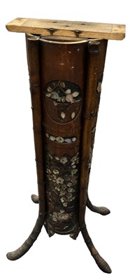 Lot 1010 - A Japanese bamboo and mother of pearl inlaid...