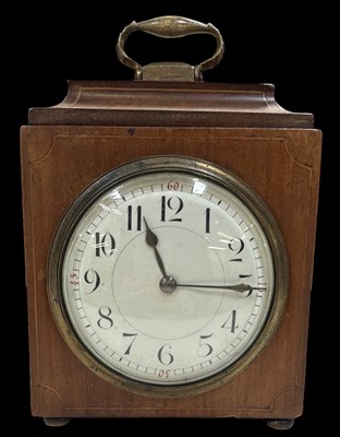 Lot 143 - An Edwardian mahogany and inlaid mantel clock...