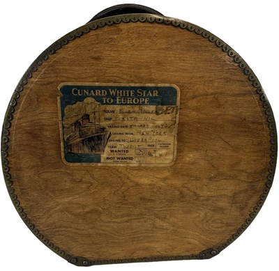 Lot 333 - A brass bound hat box, bearing Cunard white...