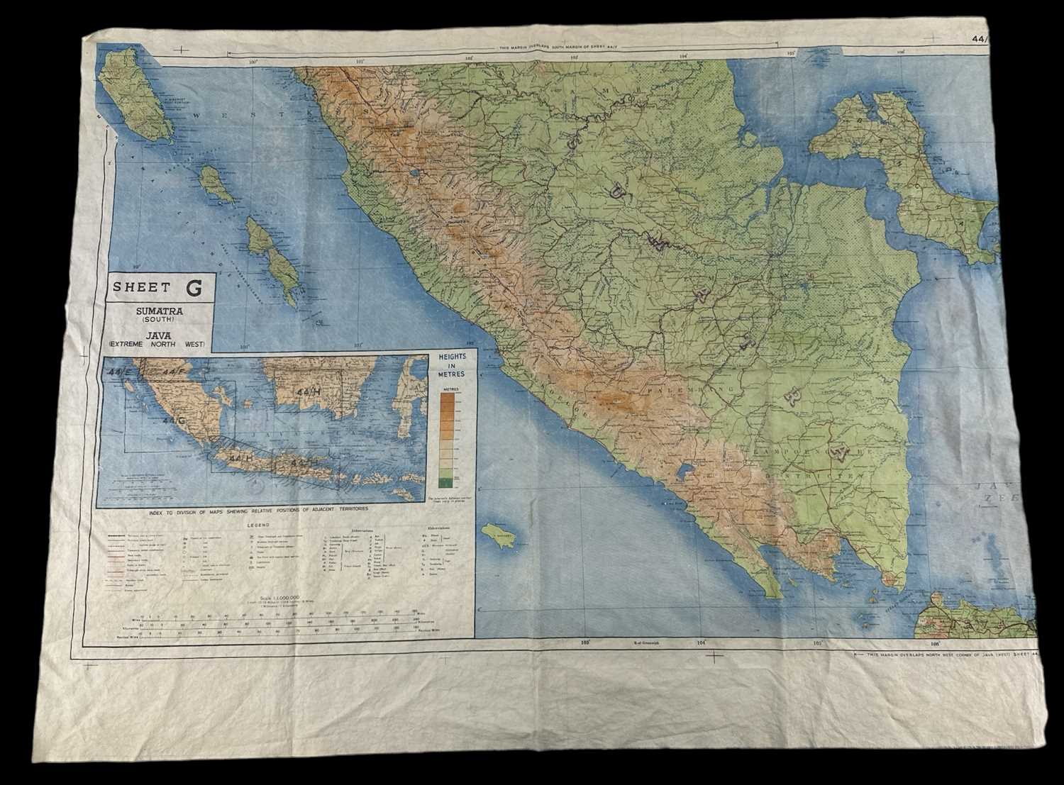 Lot 377 - A WWI silk escape map of Sumatra.