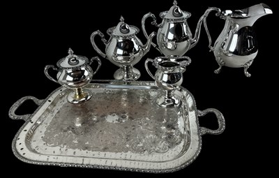 Lot 1243 - A four piece silver plated tea and coffee...