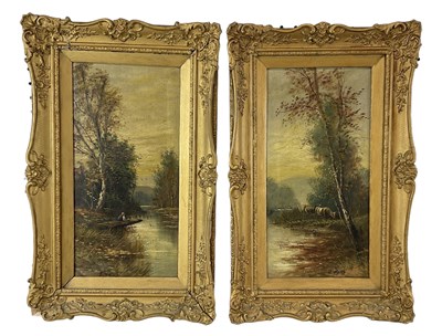 Lot 185 - H WALLIS; pair of oils on canvas, rural scenes,...